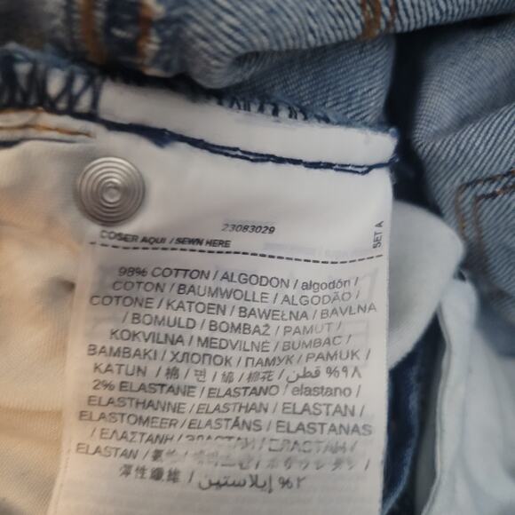 Mango Denim Size 4 Light Wash Skinny Jeans Raw Hem Distressed Stretch Casual - Picture 6 of 7